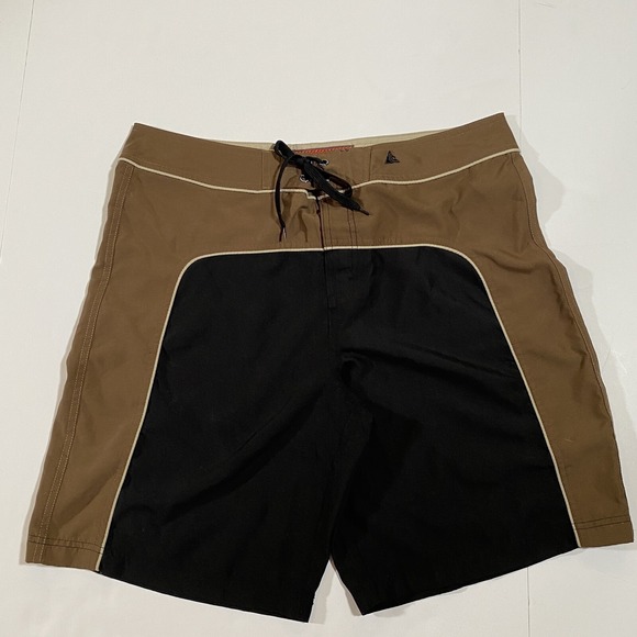 Wonderwall Other - Wonderwall Mens Board Shorts Brown Black Colorblock Swim Trunks Size 34